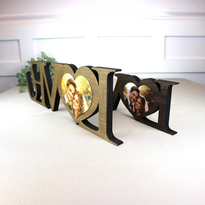 LOVE U Valentine Shelf Sitter – Personalized Wooden Sign Decor - Heart Insert with Photo or Message