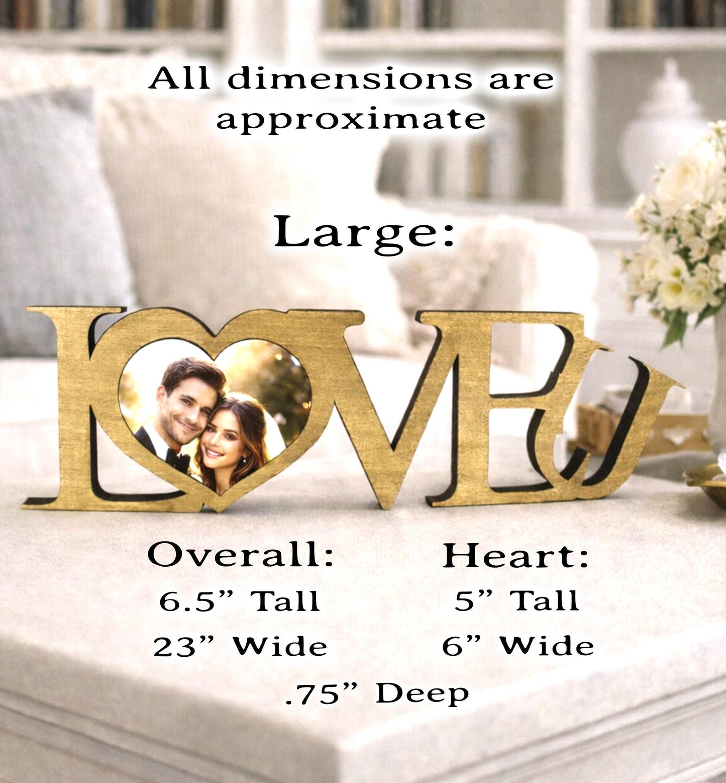 LOVE U Valentine Shelf Sitter – Personalized Wooden Sign Decor - Heart Insert with Photo or Message