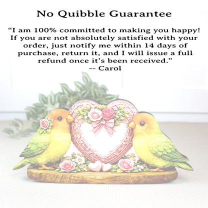 Love Birds Shelf Sitter – Personalized Heart, Wooden Valentine Mantel & Tiered Tray Decor