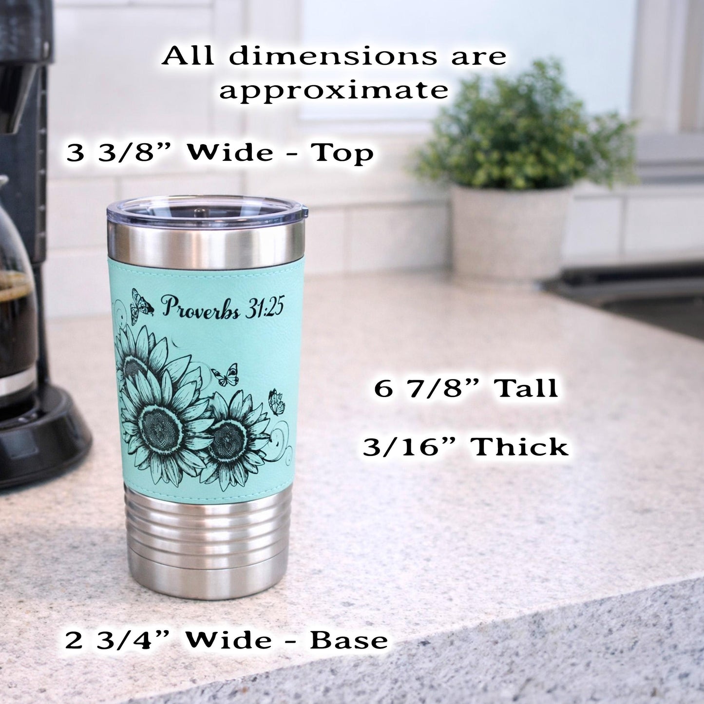 Sunflower & Butterflies Coffee Travel Mug, Personalized Travel Mug, Stainless Steel Travel Mug, Custom travel Mug, Leatherette Travel Tumblr