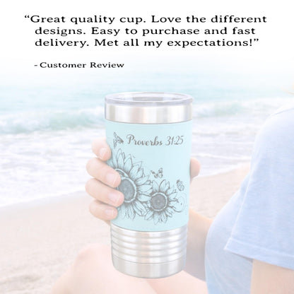 Sunflower & Butterflies Coffee Travel Mug, Personalized Travel Mug, Stainless Steel Travel Mug, Custom travel Mug, Leatherette Travel Tumblr