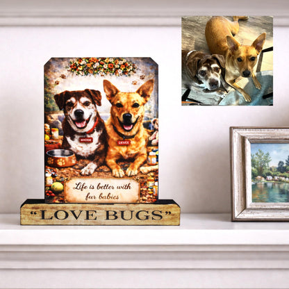 Custom Pet Photo Shelf Sitter – Personalized Name Base, Dog/Cat Mantel Decor Using Your Favorite Photo