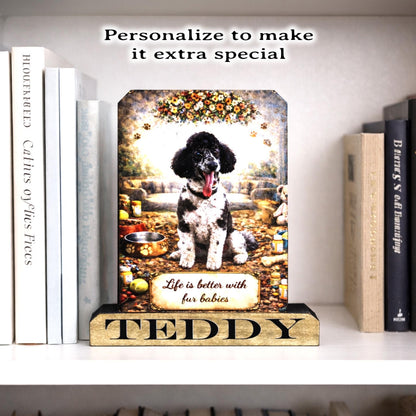Custom Pet Photo Shelf Sitter – Personalized Name Base, Dog/Cat Mantel Decor Using Your Favorite Photo