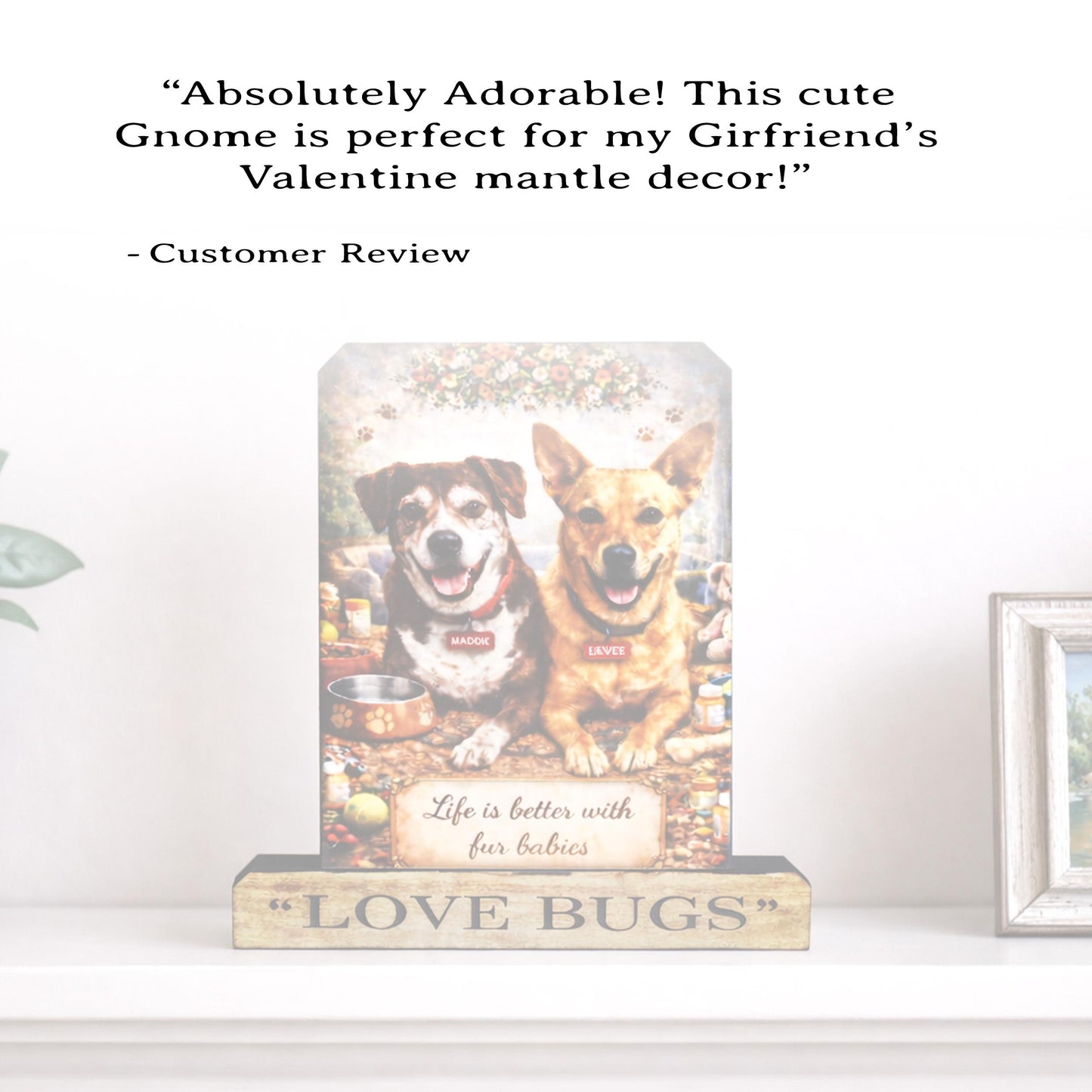 Custom Pet Photo Shelf Sitter – Personalized Name Base, Dog/Cat Mantel Decor Using Your Favorite Photo