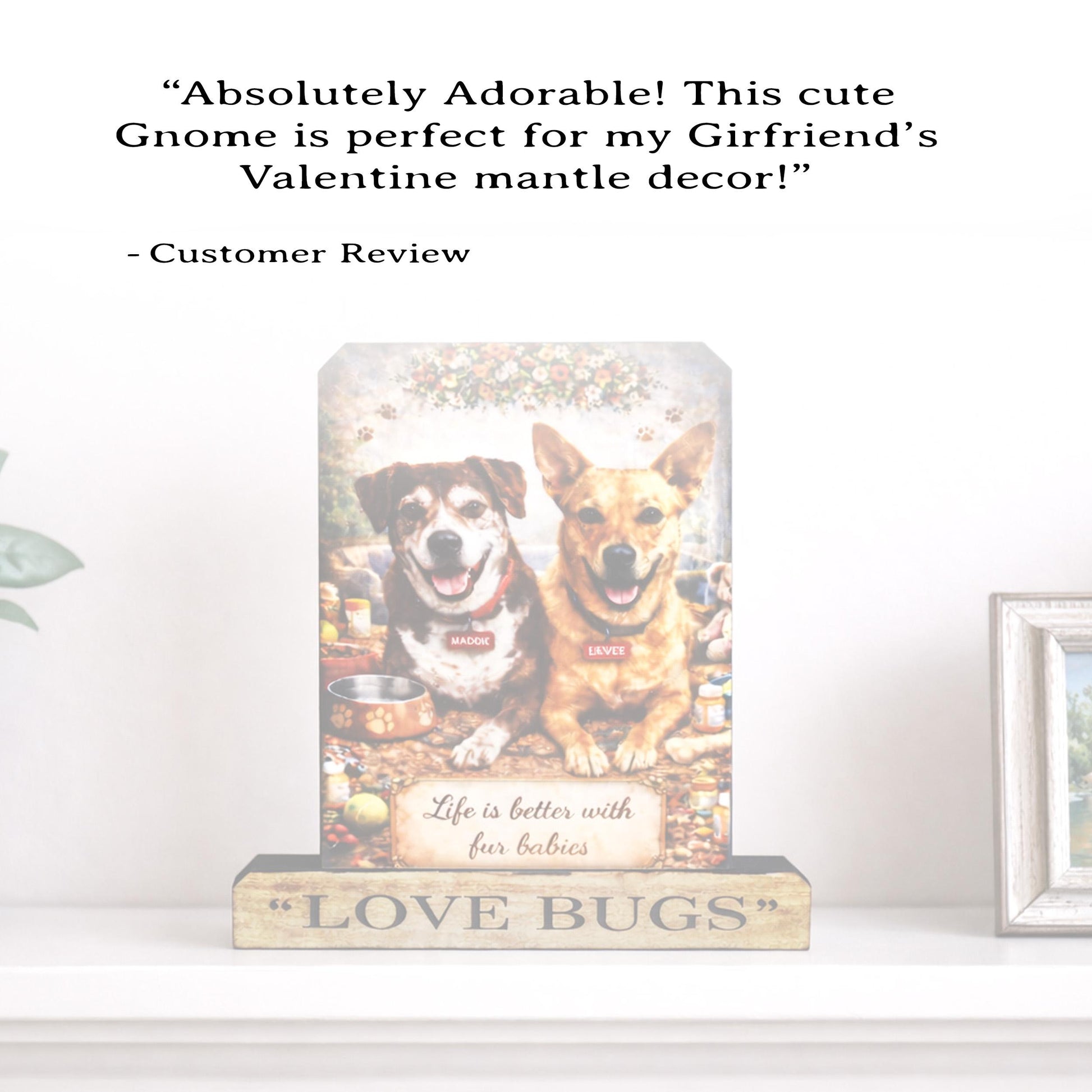 Custom Pet Photo Shelf Sitter – Personalized Name Base, Dog/Cat Mantel Decor Using Your Favorite Photo