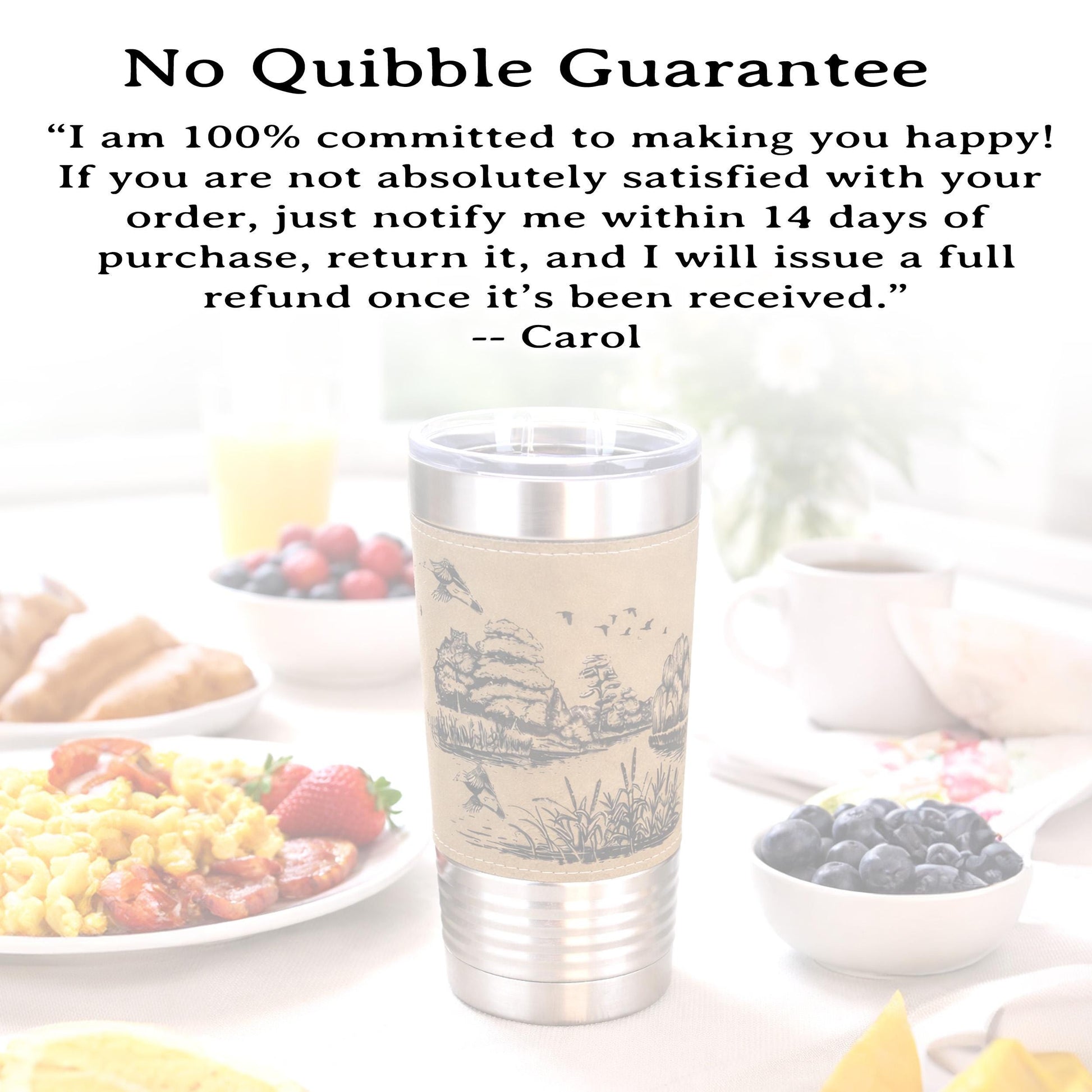 Duck Pond Engraved Travel Tumbler – Personalized Leatherette Wrap, Perfect Gift for Hunters or Duck Lovers