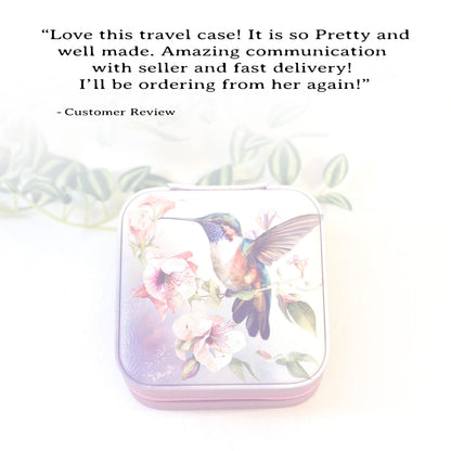 Beautiful Hummingbird Jewelry Box, Travel Jewelry Case, Custom Bridesmaid Wedding Gift, Pink Jewelry Case, Perfect Birthday or Mother's Day
