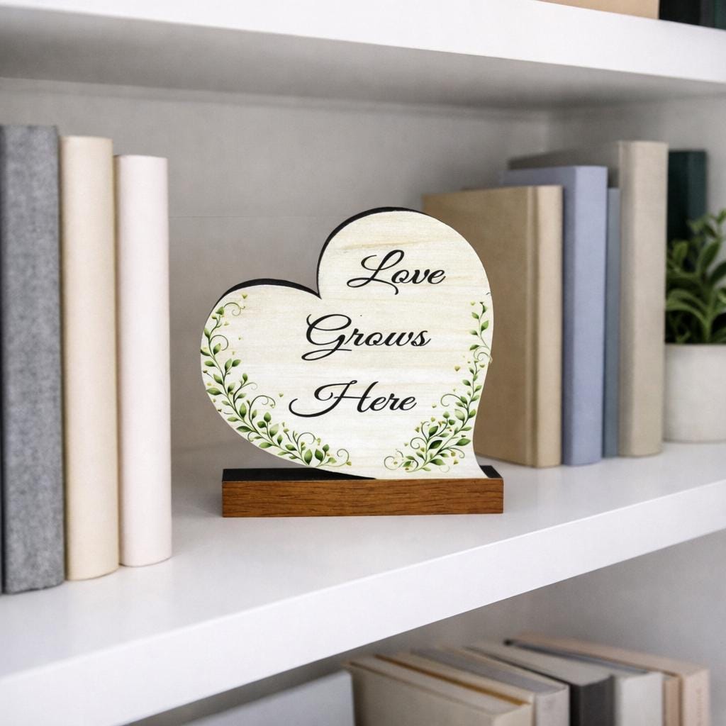 Valentine Day Heart Shelf Sitters – Personalized Wooden Hearts with Floral Accents Set of 3 – Wooden Mantel & Tiered Tray Decor