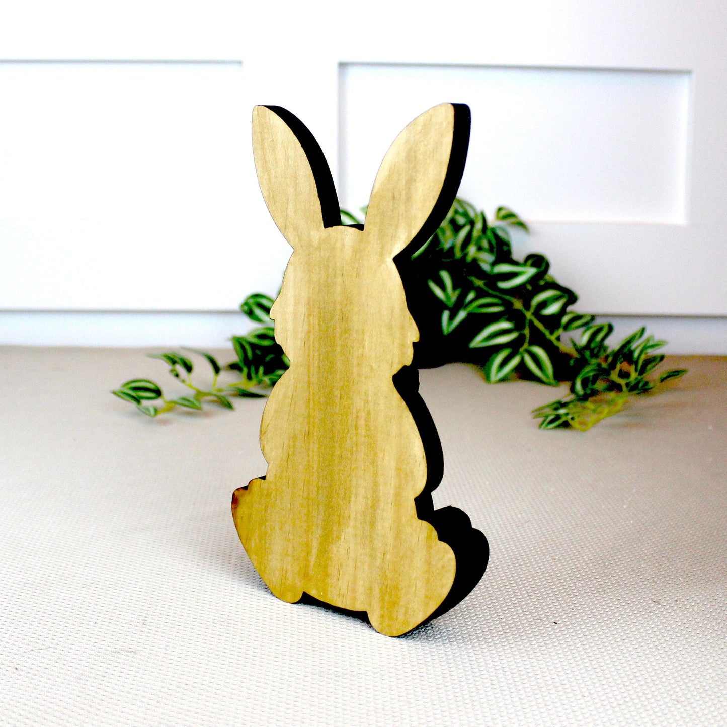 Easter Bunny Shelf Sitter – Personalized Wooden Decor, Two Sizes, Basket of Eggs, Perfect Mantel or Tiered Tray Decor