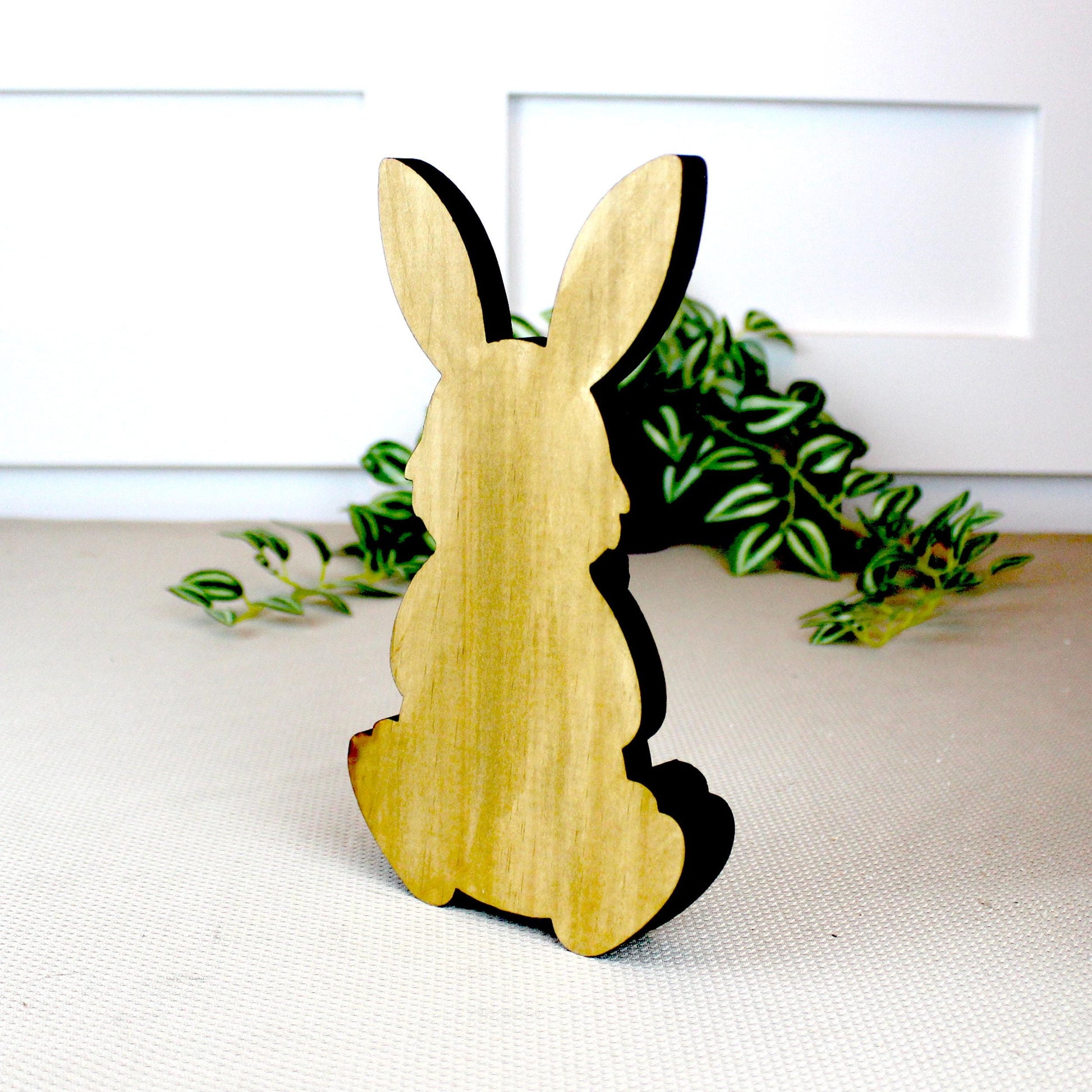 Easter Bunny Shelf Sitter – Personalized Wooden Decor, Two Sizes, Basket of Eggs, Perfect Mantel or Tiered Tray Decor