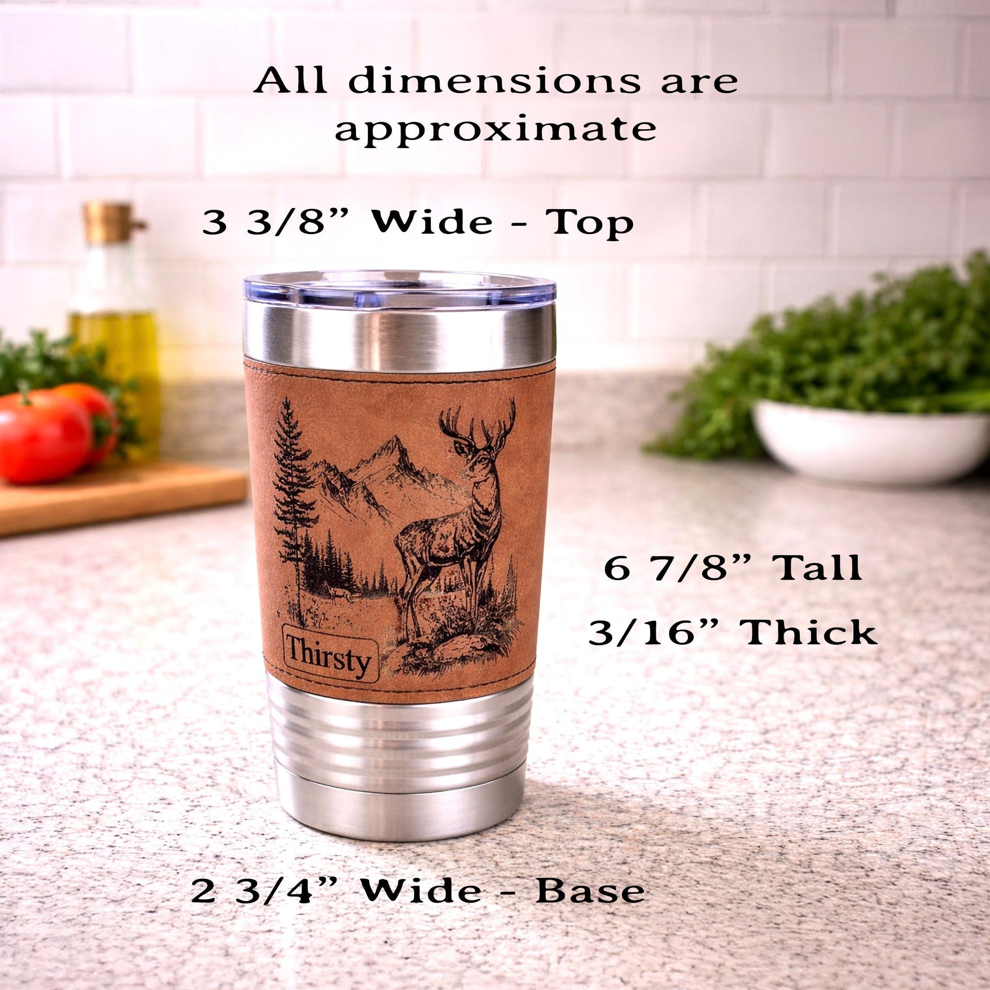 Personalized deer hunting tumbler, engraved deer hunting, Polar Camel, faux leather travel mug, outdoors coffee mug, family hunting gift
