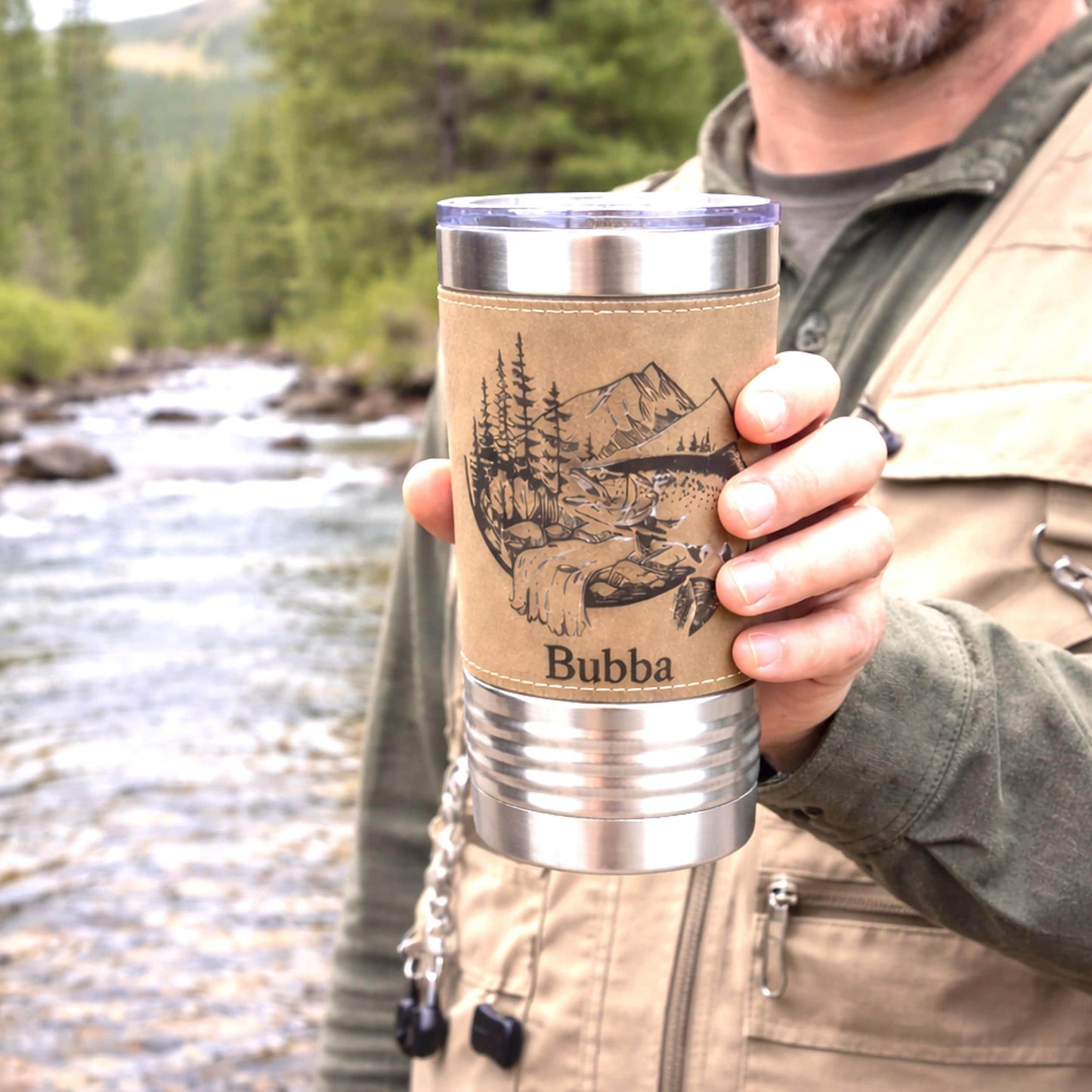 Fishing Buddy Gift, Personalized Groomsmen Fishing Tumbler, Custom Name Angler Cup, Rustic Wedding Party Gift