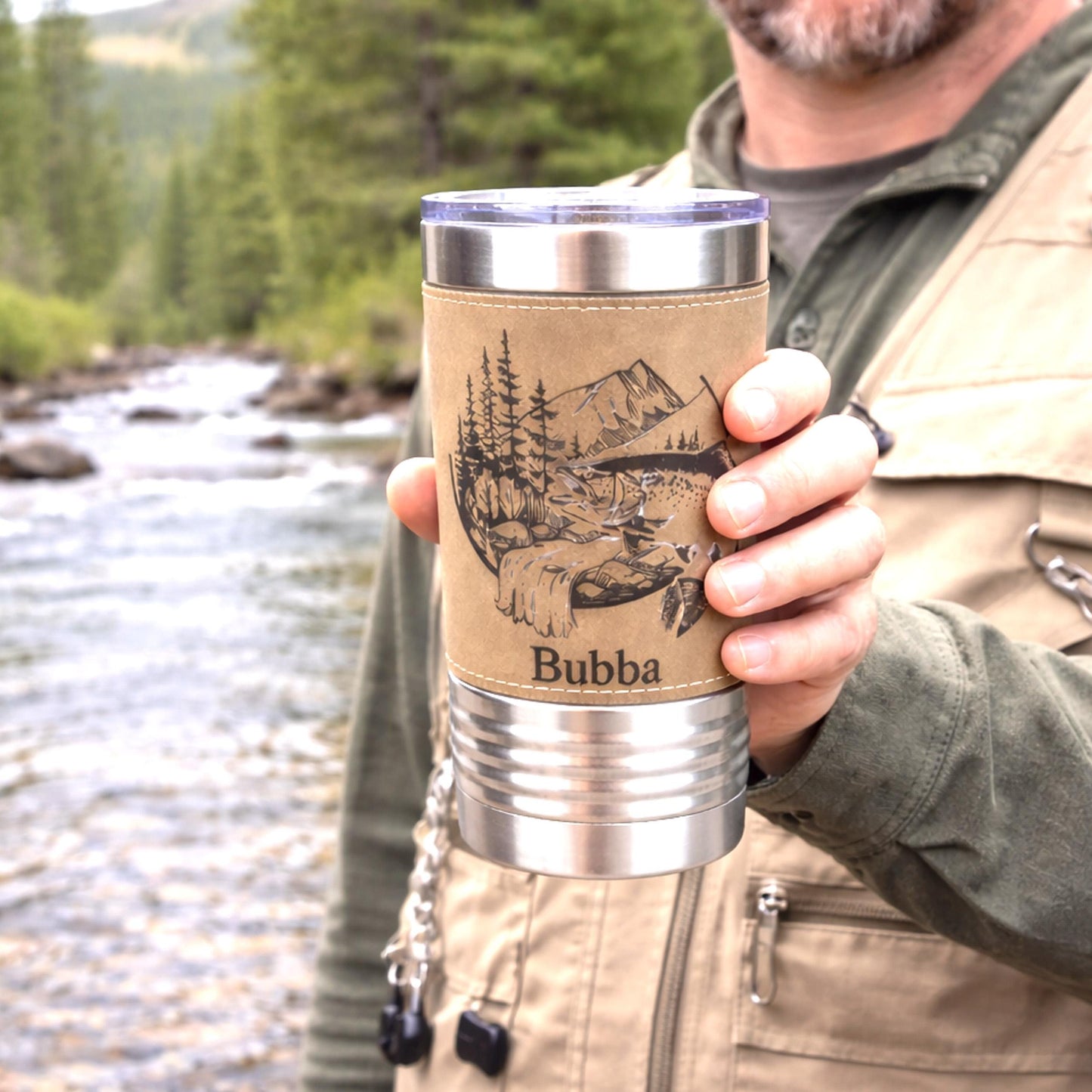 Fishing Buddy Gift, Personalized Groomsmen Fishing Tumbler, Custom Name Angler Cup, Rustic Wedding Party Gift