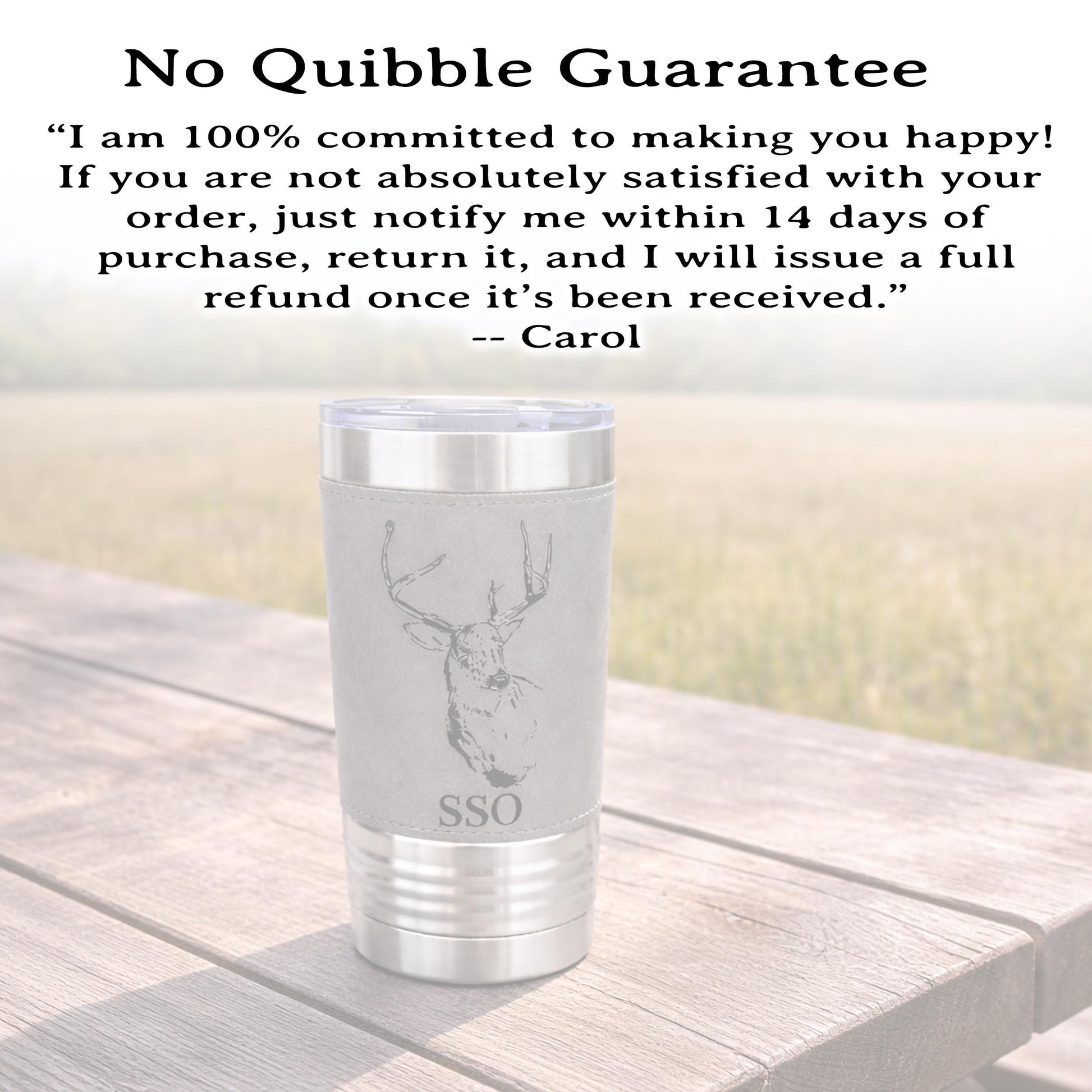 Personalized deer hunting tumbler, engraved deer hunting gift, mountain forest, Polar Camel, leatherette, outdoors coffee mug - 1 Tumbler