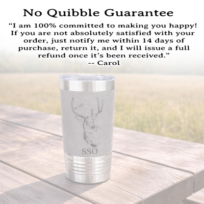 Personalized deer hunting tumbler, engraved deer hunting gift, mountain forest, Polar Camel, leatherette, outdoors coffee mug - 1 Tumbler