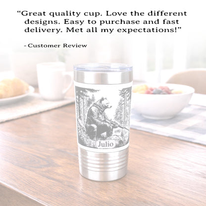 Funny 20oz Bear Tumbler | Custom Travel Mug | Personalized Hunters Gift | Insulated Coffee Cup | Permanent Engraved Design