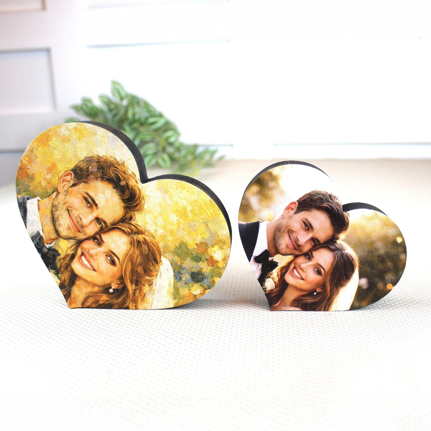 LOVE U Valentine Shelf Sitter – Personalized Wooden Sign Decor - Heart Insert with Photo or Message