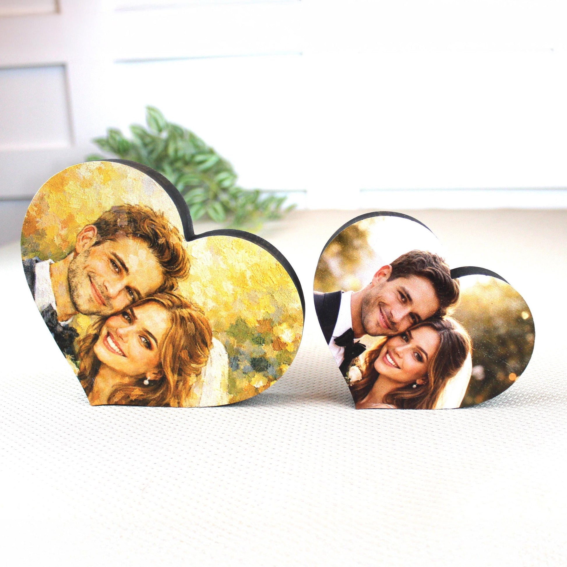 LOVE U Valentine Shelf Sitter – Personalized Wooden Sign Decor - Heart Insert with Photo or Message