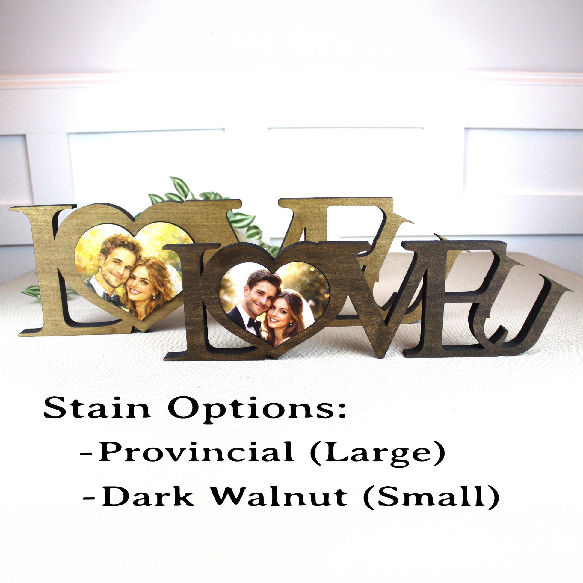 LOVE U Valentine Shelf Sitter – Personalized Wooden Sign Decor - Heart Insert with Photo or Message