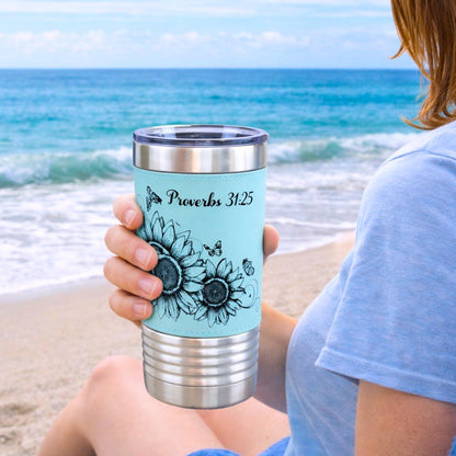 Sunflower & Butterflies Coffee Travel Mug, Personalized Travel Mug, Stainless Steel Travel Mug, Custom travel Mug, Leatherette Travel Tumblr
