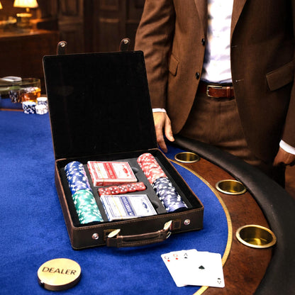 Custom Poker Set, 100 Piece Leatherette Poker Gift Set Engraved with Custom Design can be personalized and ready for Poker Night