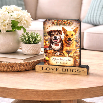 Custom Pet Photo Shelf Sitter – Personalized Name Base, Dog/Cat Mantel Decor Using Your Favorite Photo