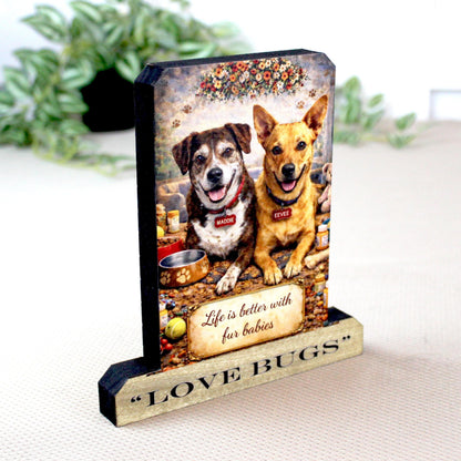 Custom Pet Photo Shelf Sitter – Personalized Name Base, Dog/Cat Mantel Decor Using Your Favorite Photo