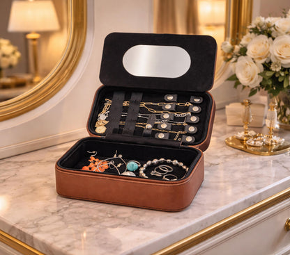 Personalize Leather Jewelry Travel Case, Custom Jewelry Organizer, Large Faux Leather Jewelry Travel Case, Large Cardinal Travel Jewelry Box