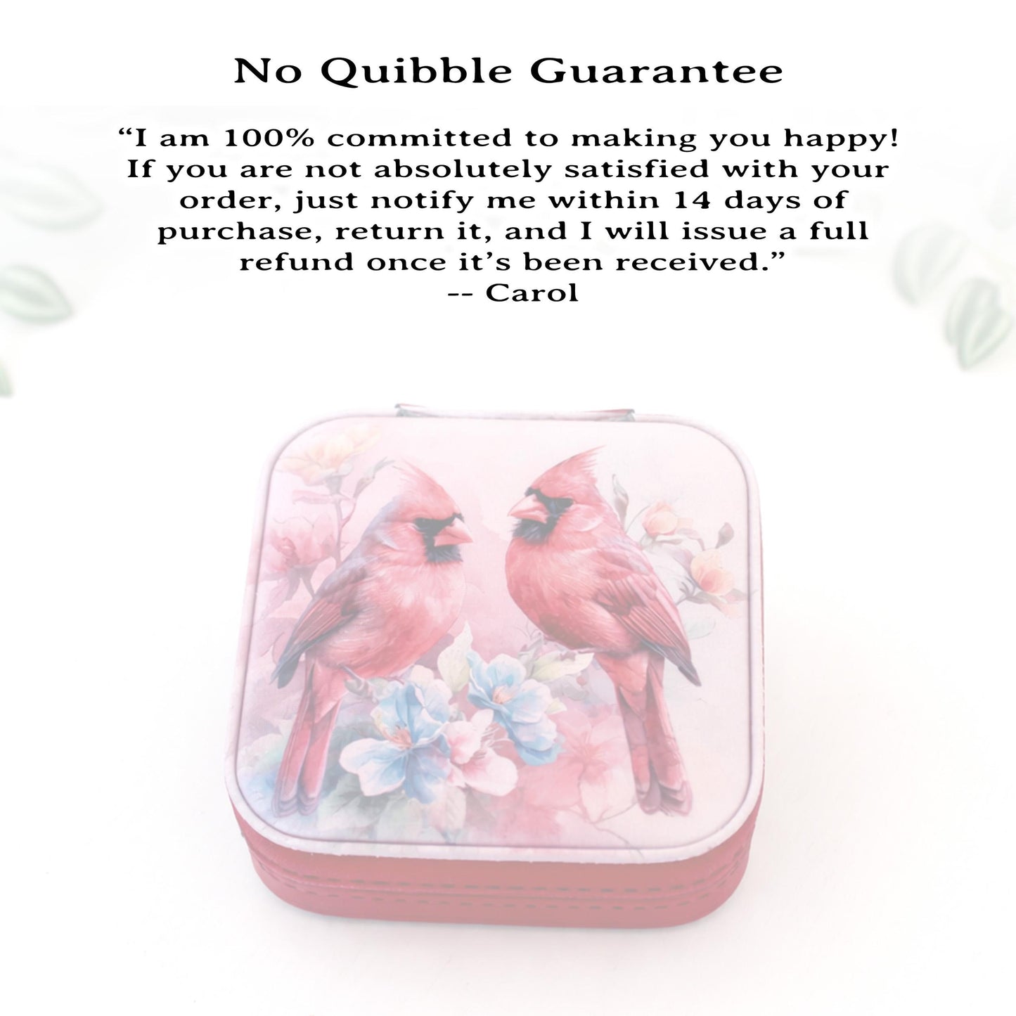 Cardinal Leatherette Jewelry Box, Travel Jewelry Case, Custom Bridesmaid Wedding Gift, Pink Jewelry Case, Perfect Birthday or Mother's Day