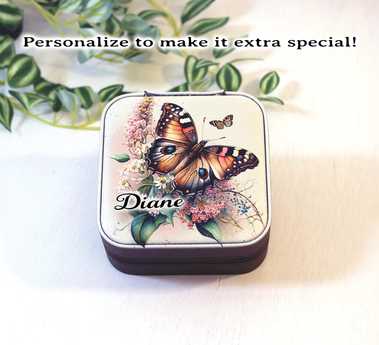 Beautiful Monarch Butterfly Gift, Travel Jewelry Case, Custom Bridesmaid Wedding Gift, Perfect Birthday / Mother's Day Gift or Favors