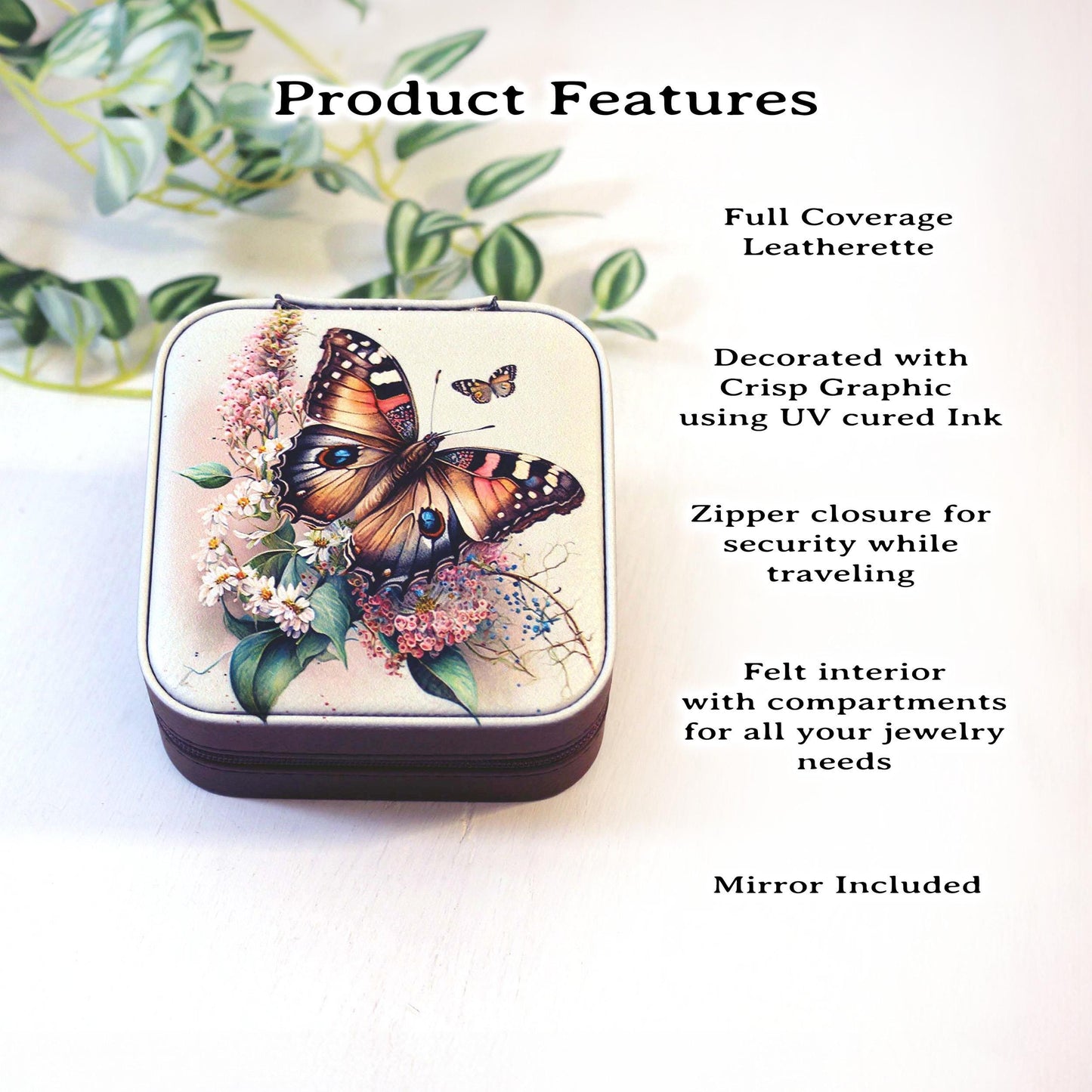 Beautiful Monarch Butterfly Gift, Travel Jewelry Case, Custom Bridesmaid Wedding Gift, Perfect Birthday / Mother's Day Gift or Favors