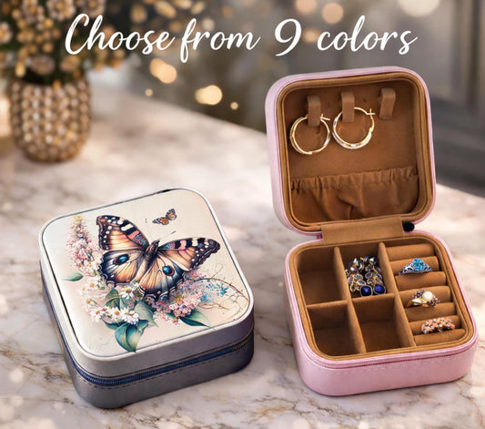 Beautiful Monarch Butterfly Gift, Travel Jewelry Case, Custom Bridesmaid Wedding Gift, Perfect Birthday / Mother's Day Gift or Favors