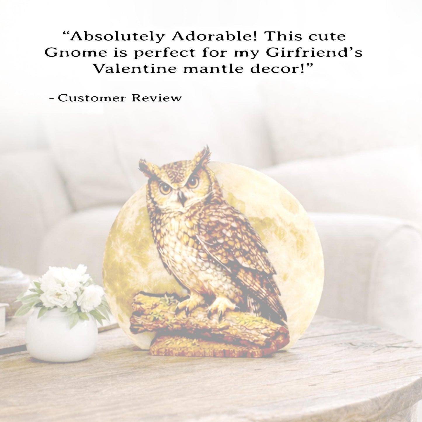 Personalized Owl and Full Moon Wood Shelf Sitter – Personalized Mantel, Shelf and Tiered Tray Decor