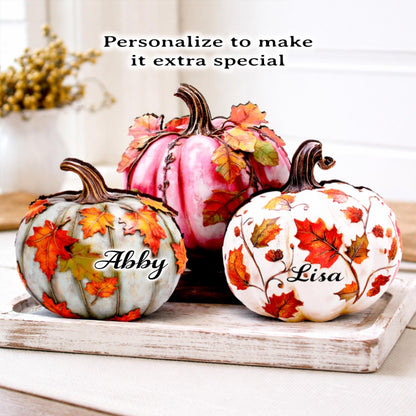 Personalized Fall Pumpkin Shelf Sitters – Poplar Wood, Set of 3