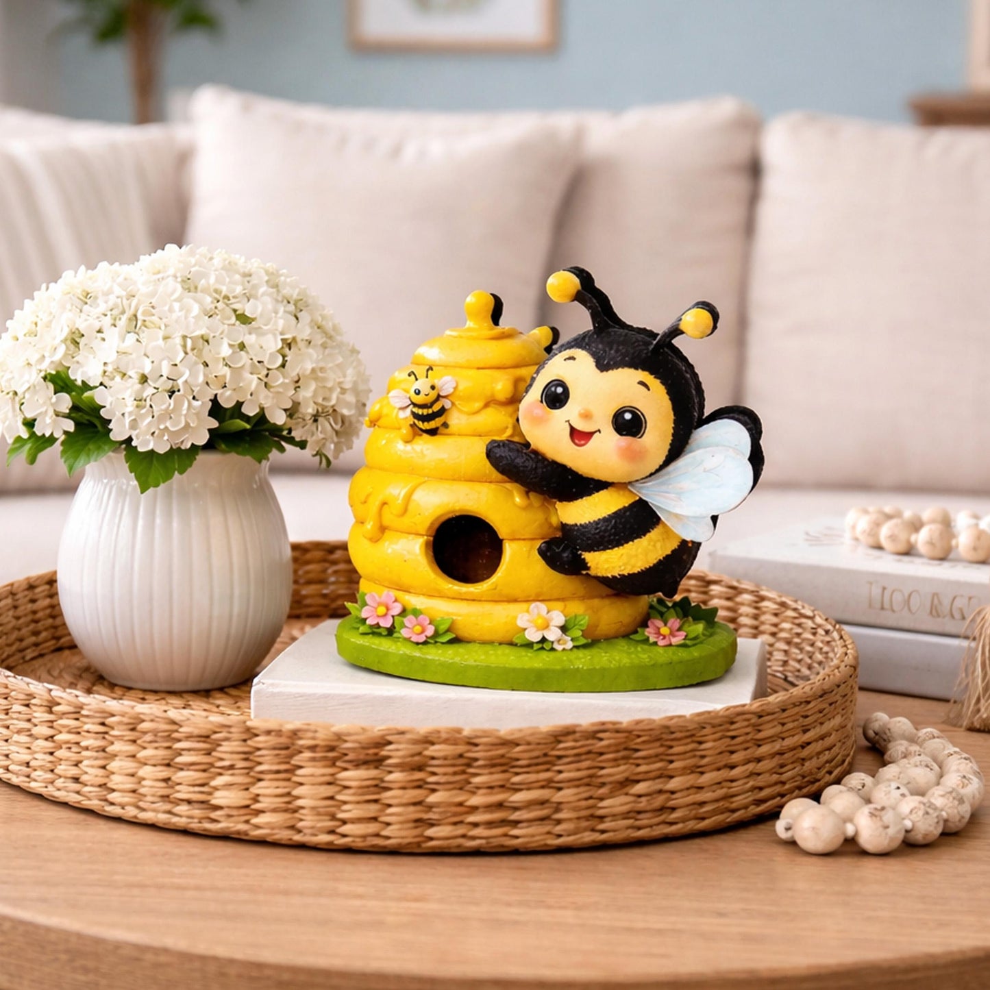 Personalized Multi-Layered Bee and Beehive Shelf Sitter – Custom Name Kids Room Decor – Nursery Shelf Sign, Mantel & Tiered Tray Decor