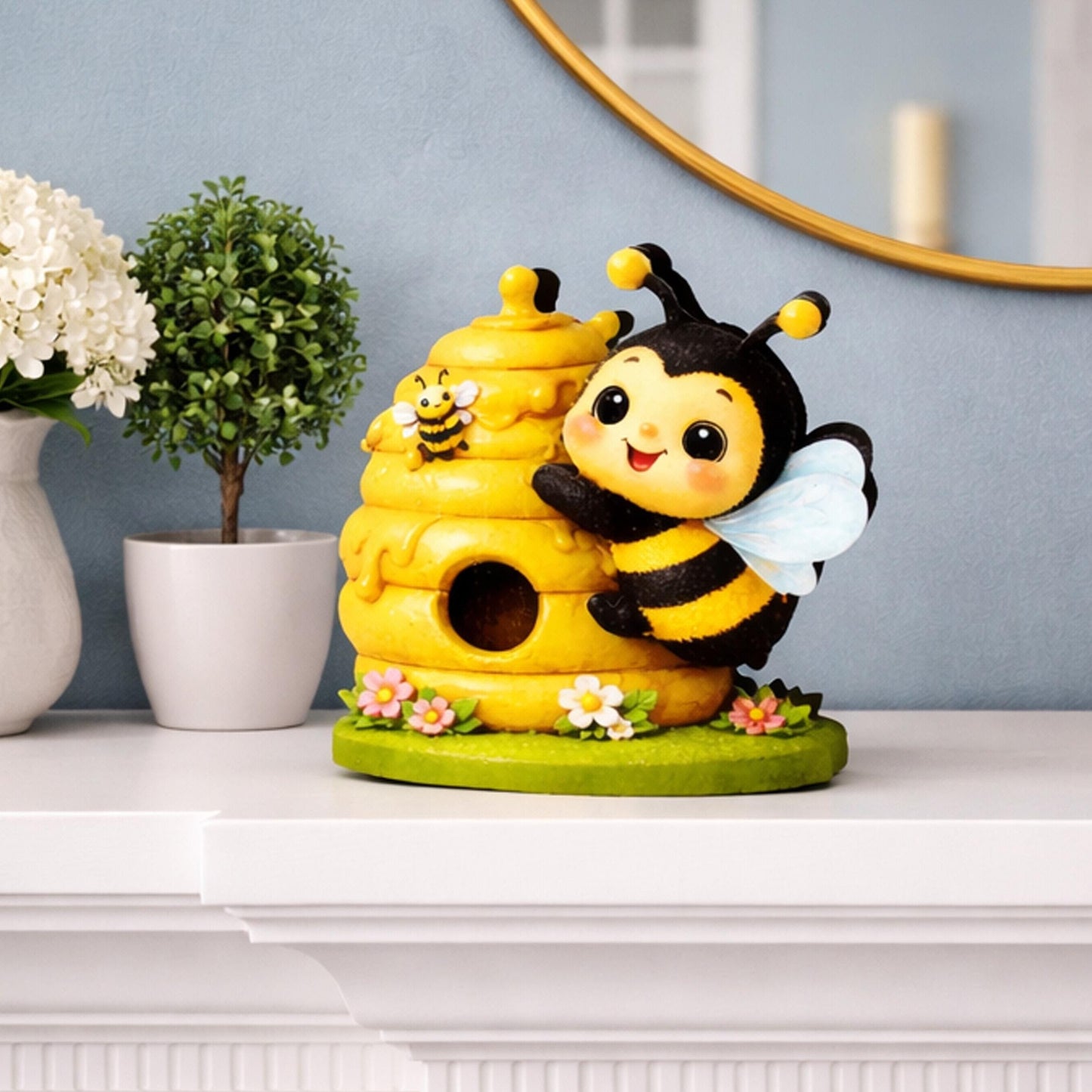 Personalized Multi-Layered Bee and Beehive Shelf Sitter – Custom Name Kids Room Decor – Nursery Shelf Sign, Mantel & Tiered Tray Decor