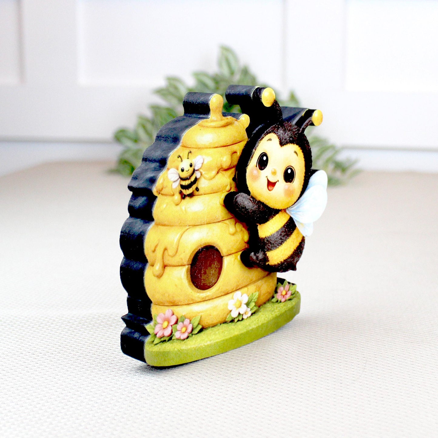 Personalized Multi-Layered Bee and Beehive Shelf Sitter – Custom Name Kids Room Decor – Nursery Shelf Sign, Mantel & Tiered Tray Decor
