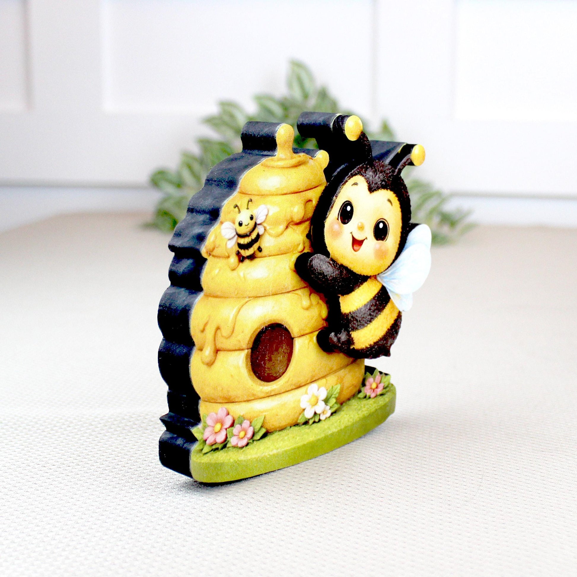 Personalized Multi-Layered Bee and Beehive Shelf Sitter – Custom Name Kids Room Decor – Nursery Shelf Sign, Mantel & Tiered Tray Decor