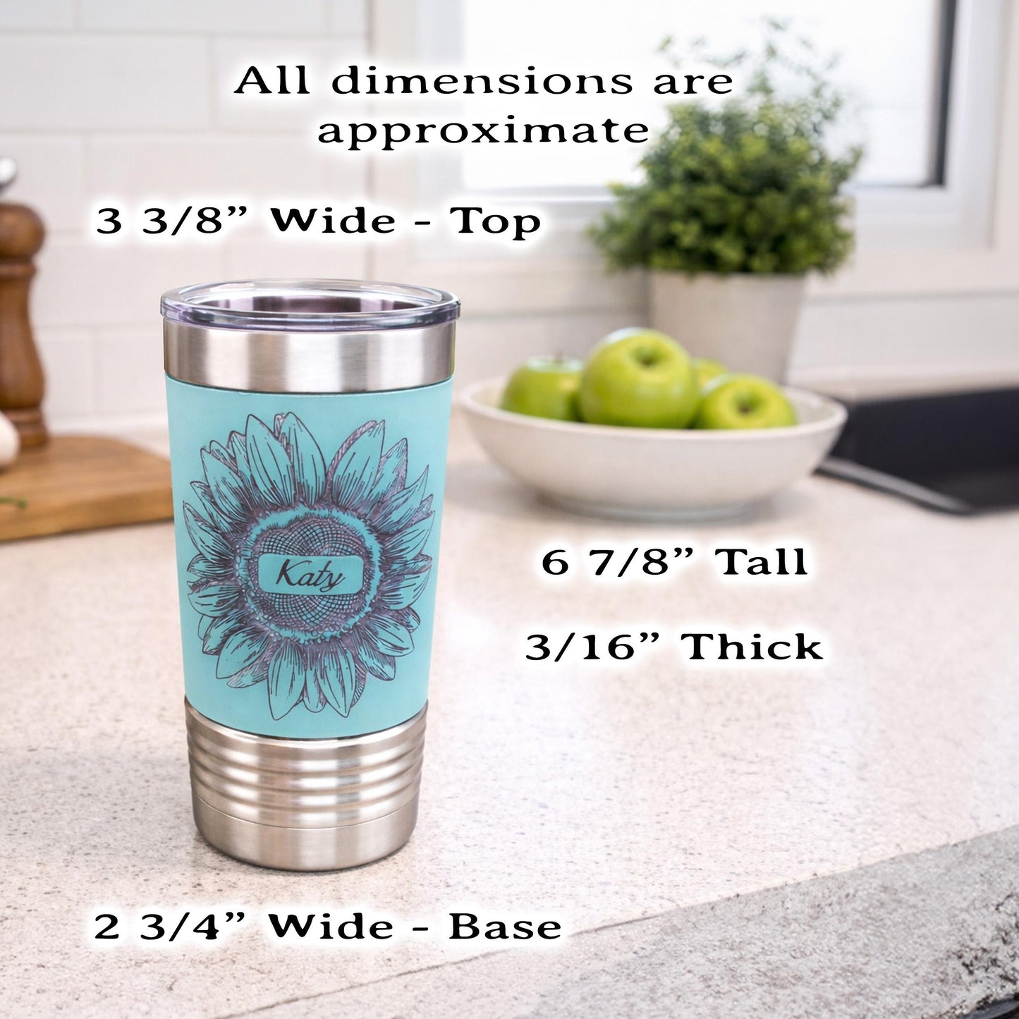 Sunflower Coffee Travel Mug, Personalized Travel Mug, Stainless Steel Travel Mug, Custom travel Mug, Leatherette Travel Tumbler