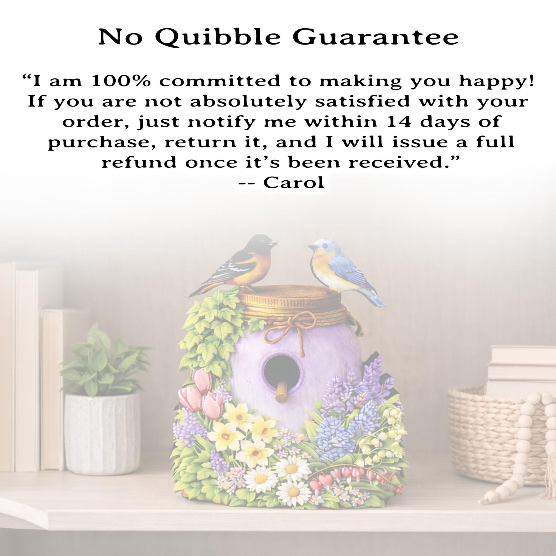 Personalized Purple Mason Jar Birdhouse Shelf Sitter – Spring Flowers and Chickadees – Custom Name Kids Room Decor Mantel & Tiered Tray