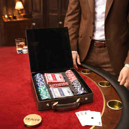 Custom Poker Set, 100 Piece Leatherette Poker Gift Set Engraved with Custom Design can be personalized and ready for Poker Night
