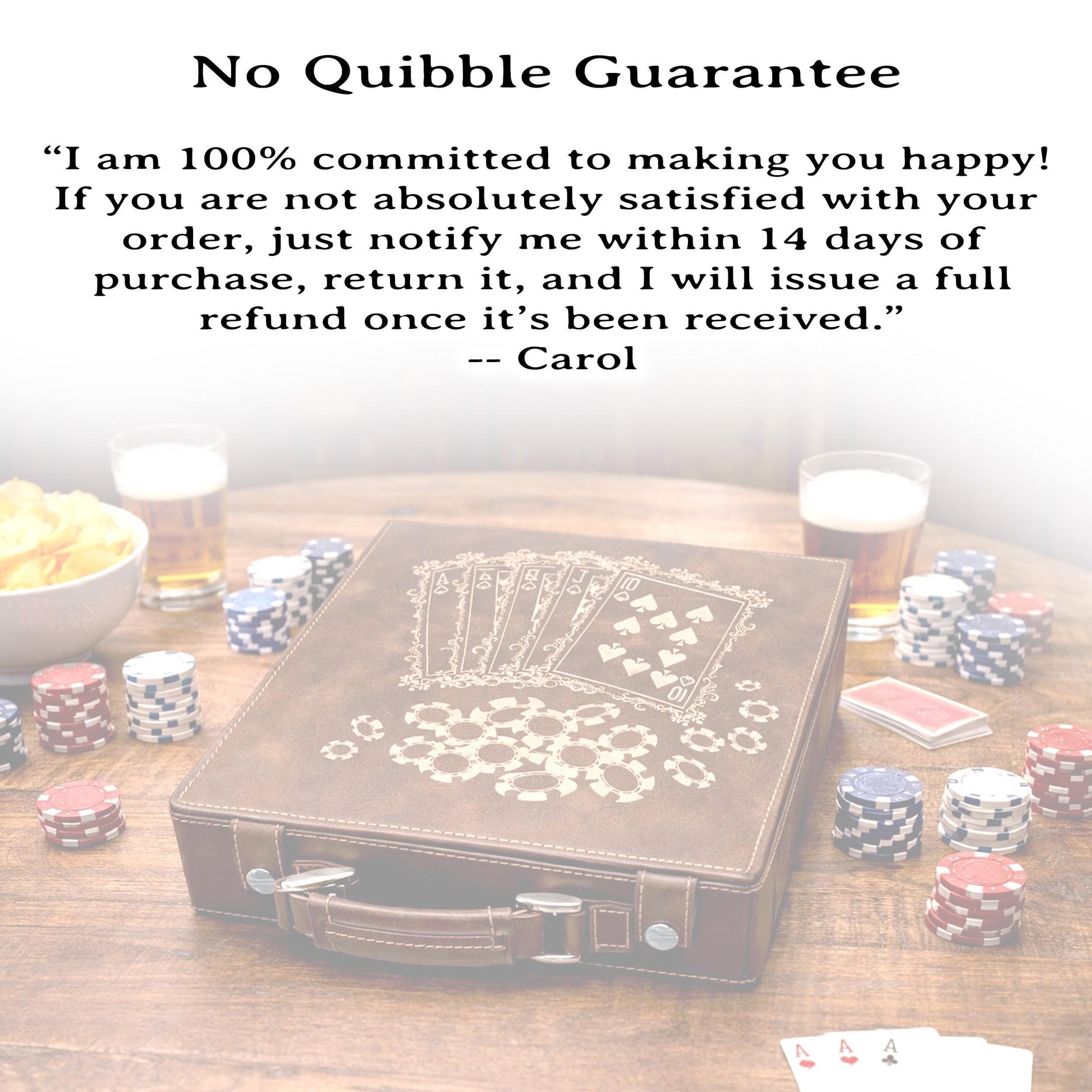 Custom Poker Set, 100 Piece Leatherette Poker Gift Set Engraved with Custom Design can be personalized and ready for Poker Night