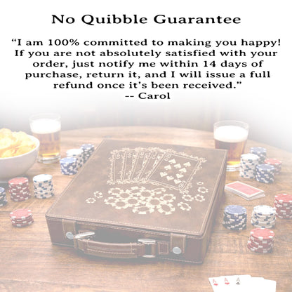 Custom Poker Set, 100 Piece Leatherette Poker Gift Set Engraved with Custom Design can be personalized and ready for Poker Night