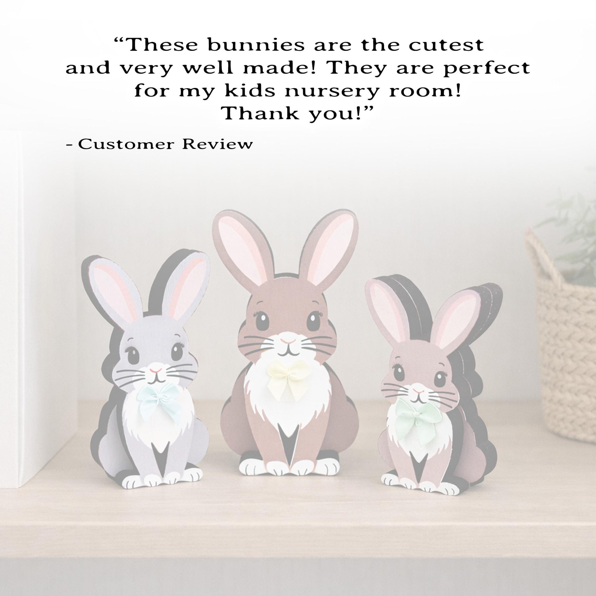 Personalized Woodland Bunny Shelf Sitter Set of 3 – Multi-Layer Wood Decor – Nursery/Kids Room