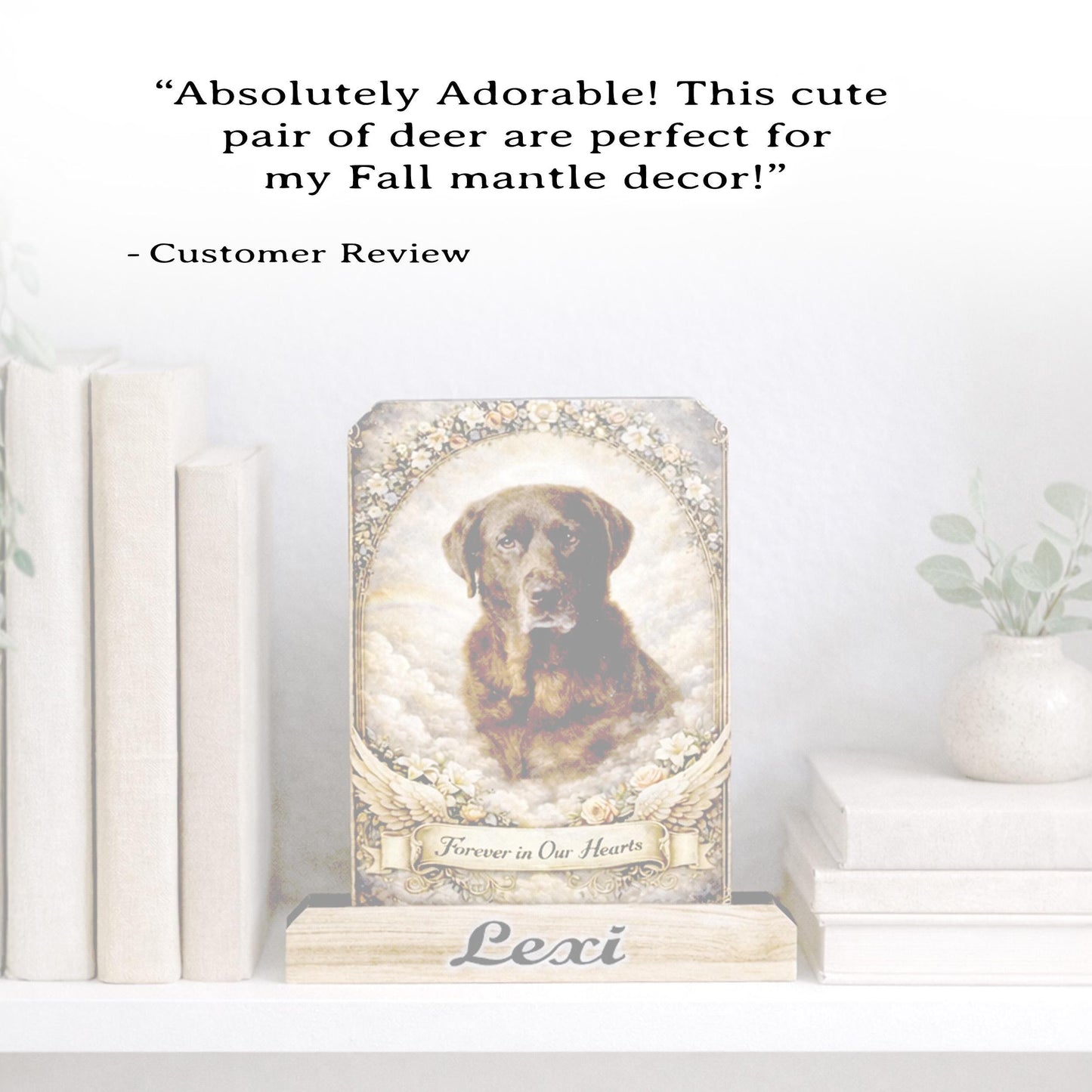 Custom Pet Memorial Photo Shelf Sitter – Personalized Name Base, Dog/Cat Mantel Decor Using Your Favorite Photo