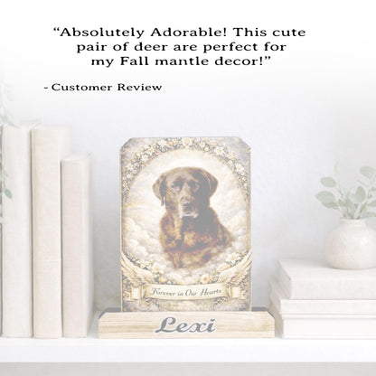 Custom Pet Memorial Photo Shelf Sitter – Personalized Name Base, Dog/Cat Mantel Decor Using Your Favorite Photo