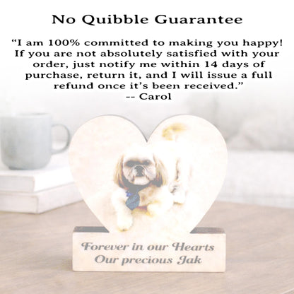 Custom Heart Shaped Pet Memorial Photo Shelf Sitter – Personalized Name Base, Dog/Cat Mantel Decor Using Your Favorite Photo