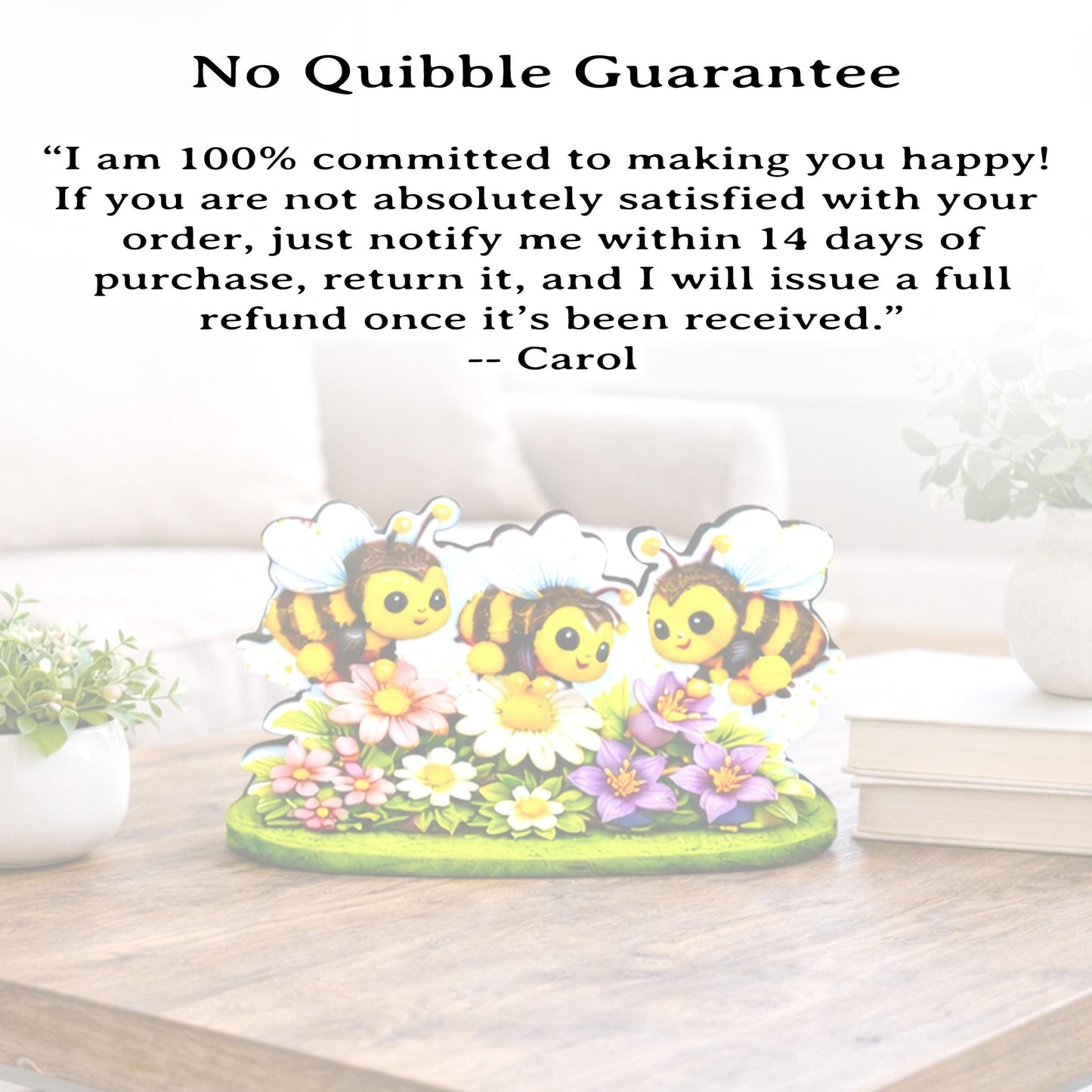 Personalized Bees and Spring Flowers Shelf Sitter – Custom Name, Wooden Bumble Bee Mantel & Tiered Tray Decor