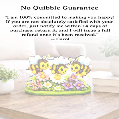 Personalized Bees and Spring Flowers Shelf Sitter – Custom Name, Wooden Bumble Bee Mantel & Tiered Tray Decor