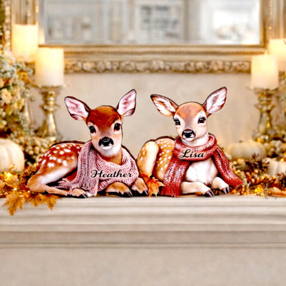 Baby Deer Shelf Sitters – Autumn Woodland Home Decor, Add Personalized Names